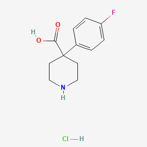 molecular formula C12H15ClFNO2 B1659304 4-(4-Fluorophenyl)piperidine-4-carboxylic acid;hydrochloride CAS No. 644981-88-4