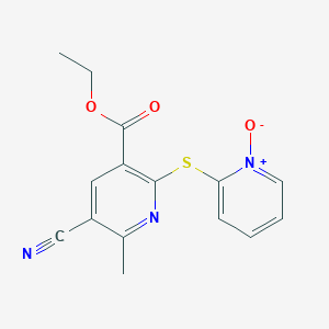 molecular formula C15H13N3O3S B1659337 2-{[5-Cyano-3-(ethoxycarbonyl)-6-methylpyridin-2-yl]thio}pyridinium-1-olate CAS No. 646455-58-5