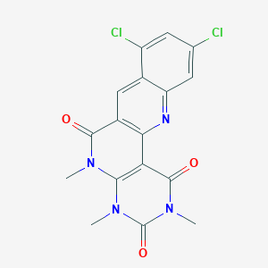 molecular formula C17H12Cl2N4O3 B1659418 13,15-Dichloro-4,6,8-trimethyl-4,6,8,18-tetrazatetracyclo[8.8.0.02,7.012,17]octadeca-1(10),2(7),11,13,15,17-hexaene-3,5,9-trione CAS No. 650141-37-0