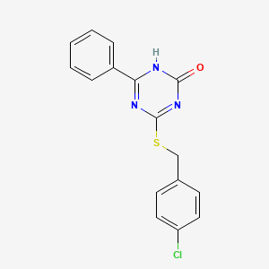 molecular formula C16H12ClN3OS B1659453 4-[(4-Chlorobenzyl)thio]-6-phenyl-1,3,5-triazin-2-ol CAS No. 652154-77-3