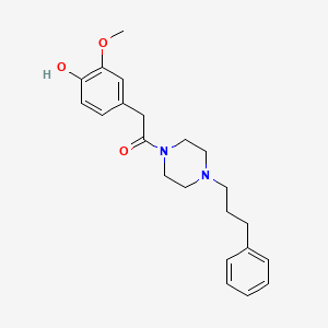 B1659454 2-(4-Hydroxy-3-methoxyphenyl)-1-(4-(3-phenylpropyl)piperazin-1-yl)ethan-1-one CAS No. 652159-26-7