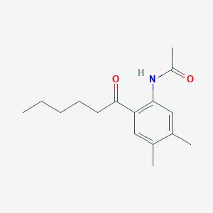 molecular formula C16H23NO2 B1659467 Acetamide, N-[4,5-dimethyl-2-(1-oxohexyl)phenyl]- CAS No. 65298-25-1
