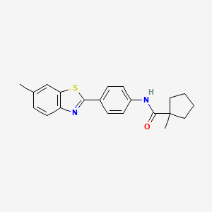 molecular formula C21H22N2OS B1659470 1-methyl-N-[4-(6-methyl-1,3-benzothiazol-2-yl)phenyl]cyclopentane-1-carboxamide CAS No. 6535-17-7
