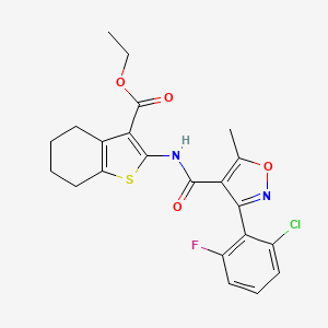molecular formula C22H20ClFN2O4S B1659475 Ethyl 2-[[3-(2-chloro-6-fluorophenyl)-5-methyl-1,2-oxazole-4-carbonyl]amino]-4,5,6,7-tetrahydro-1-benzothiophene-3-carboxylate CAS No. 6538-46-1