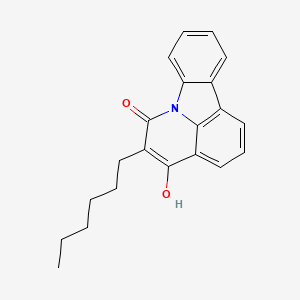 molecular formula C21H21NO2 B1659480 5-hexyl-4-hydroxy-6H-pyrido[3,2,1-jk]carbazol-6-one CAS No. 654052-42-3