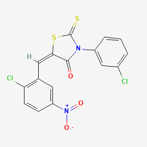 molecular formula C16H8Cl2N2O3S2 B1659483 (5E)-5-[(2-chloro-5-nitrophenyl)methylidene]-3-(3-chlorophenyl)-2-sulfanylidene-1,3-thiazolidin-4-one CAS No. 6542-66-1
