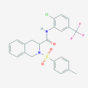 molecular formula C24H20ClF3N2O3S B1659486 N-[2-chloro-5-(trifluoromethyl)phenyl]-2-(4-methylphenyl)sulfonyl-3,4-dihydro-1H-isoquinoline-3-carboxamide CAS No. 6544-14-5