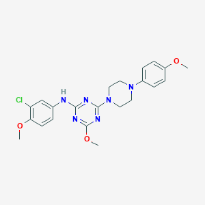 molecular formula C22H25ClN6O3 B1659488 N-(3-chloro-4-methoxyphenyl)-4-methoxy-6-[4-(4-methoxyphenyl)piperazin-1-yl]-1,3,5-triazin-2-amine CAS No. 6544-38-3