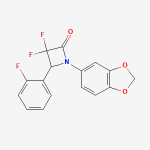 molecular formula C16H10F3NO3 B1659490 1-(1,3-Benzodioxol-5-yl)-3,3-difluoro-4-(2-fluorophenyl)azetidin-2-one CAS No. 6545-20-6