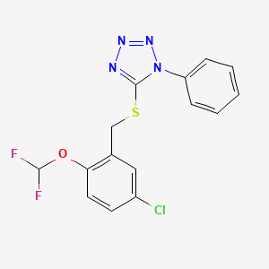 molecular formula C15H11ClF2N4OS B1659525 5-({[5-Chloro-2-(difluoromethoxy)phenyl]methyl}sulfanyl)-1-phenyl-1H-tetrazole CAS No. 6573-60-0