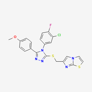 6-[[4-(3-Chloro-4-fluorophenyl)-5-(4-methoxyphenyl)-1,2,4-triazol-3-yl]sulfanylmethyl]imidazo[2,1-b][1,3]thiazole