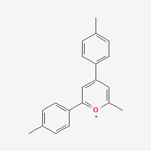 molecular formula C20H19O+ B1659530 2-Methyl-4,6-bis(4-methylphenyl)pyrylium CAS No. 65776-60-5