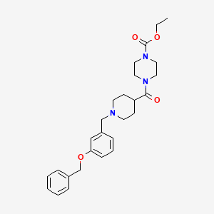 Ethyl 4-[1-[(3-phenylmethoxyphenyl)methyl]piperidine-4-carbonyl]piperazine-1-carboxylate