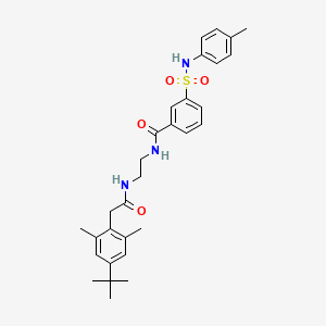 molecular formula C30H37N3O4S B1659541 N-[2-[[2-(4-tert-butyl-2,6-dimethylphenyl)acetyl]amino]ethyl]-3-[(4-methylphenyl)sulfamoyl]benzamide CAS No. 6584-53-8
