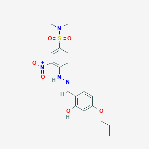 N,N-Diethyl-3-nitro-4-{2-[(6-oxo-4-propoxycyclohexa-2,4-dien-1-ylidene)methyl]hydrazinyl}benzene-1-sulfonamide