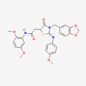 molecular formula C28H27N3O7S B1659549 2-[3-(1,3-benzodioxol-5-ylmethyl)-2-(4-methoxyphenyl)imino-4-oxo-1,3-thiazolidin-5-yl]-N-(2,5-dimethoxyphenyl)acetamide CAS No. 6587-95-7