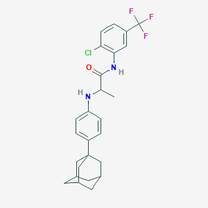molecular formula C26H28ClF3N2O B1659579 2-[4-(1-adamantyl)anilino]-N-[2-chloro-5-(trifluoromethyl)phenyl]propanamide CAS No. 6606-32-2