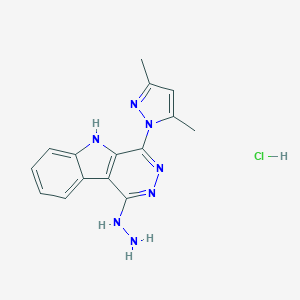 molecular formula C15H16ClN7 B165958 1-Hydrazino-4-(3,5-dimethyl-1-pyrazolyl)pyridazino(4,5-b)indole CAS No. 135561-93-2