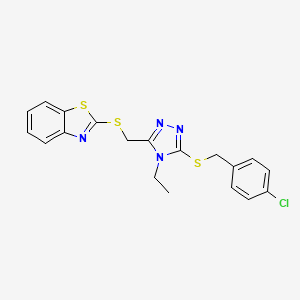 2-[[5-[(4-Chlorophenyl)methylsulfanyl]-4-ethyl-1,2,4-triazol-3-yl]methylsulfanyl]-1,3-benzothiazole