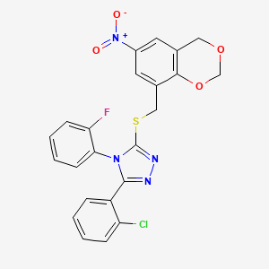 3-(2-chlorophenyl)-4-(2-fluorophenyl)-5-[(6-nitro-4H-1,3-benzodioxin-8-yl)methylsulfanyl]-1,2,4-triazole