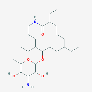 molecular formula C25H48N2O5 B165961 10-(4-Amino-3,5-dihydroxy-6-methyloxan-2-yl)oxy-3,7,11-triethyl-azacyclotetradecan-2-one CAS No. 135559-94-3