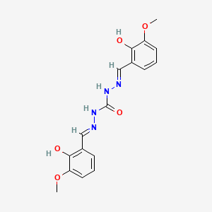 molecular formula C17H18N4O5 B1659627 1,3-Bis[(E)-(2-hydroxy-3-methoxyphenyl)methylideneamino]urea CAS No. 6639-69-6