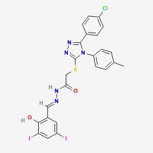2-{[5-(4-chlorophenyl)-4-(4-methylphenyl)-4H-1,2,4-triazol-3-yl]thio}-N'-[(E)-(2-hydroxy-3,5-diiodophenyl)methylidene]acetohydrazide