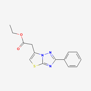 molecular formula C14H13N3O2S B1659660 Ethyl (2-phenyl(1,3)thiazolo(3,2-b)(1,2,4)triazol-6-yl)acetate CAS No. 66870-63-1