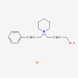 molecular formula C18H22BrNO B1659682 1-(4-Hydroxybut-2-yn-1-yl)-1-(3-phenylprop-2-yn-1-yl)piperidin-1-ium bromide CAS No. 671223-17-9