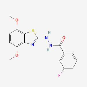 molecular formula C16H14FN3O3S B1659689 N'-(4,7-dimethoxy-1,3-benzothiazol-2-yl)-3-fluorobenzohydrazide CAS No. 6726-81-4
