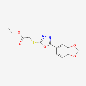 Ethyl 2-[[5-(1,3-benzodioxol-5-yl)-1,3,4-oxadiazol-2-yl]sulfanyl]acetate