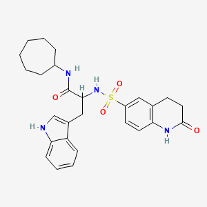 molecular formula C27H32N4O4S B1659749 N-cycloheptyl-3-(1H-indol-3-yl)-2-[(2-oxo-3,4-dihydro-1H-quinolin-6-yl)sulfonylamino]propanamide CAS No. 6774-50-1