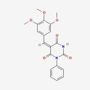 molecular formula C20H18N2O6 B1659800 1-phenyl-5-(3,4,5-trimethoxybenzylidene)-2,4,6(1H,3H,5H)-pyrimidinetrione CAS No. 68160-65-6