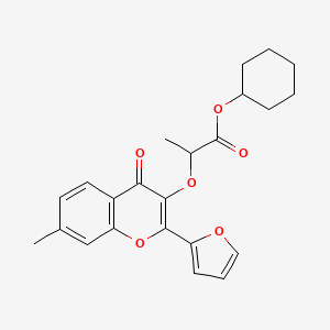 molecular formula C23H24O6 B1659862 Cyclohexyl 2-{[2-(furan-2-yl)-7-methyl-4-oxo-4H-1-benzopyran-3-yl]oxy}propanoate CAS No. 6856-93-5