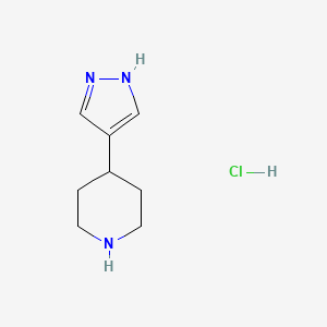 molecular formula C8H15Cl2N3 B1659893 4-(1H-Pyrazol-4-YL)piperidine hydrochloride CAS No. 690261-96-2