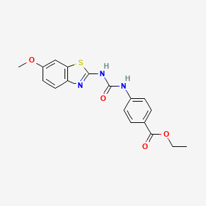 molecular formula C18H17N3O4S B1659899 Ethyl 4-{[(6-methoxy-1,3-benzothiazol-2-yl) carbamoyl]amino}benzoate CAS No. 69123-52-0