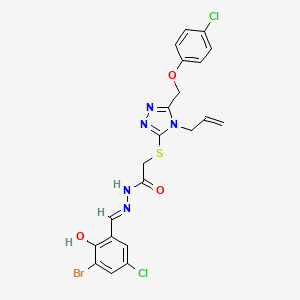 N'-[(E)-(3-bromo-5-chloro-2-hydroxyphenyl)methylidene]-2-({5-[(4-chlorophenoxy)methyl]-4-(prop-2-en-1-yl)-4H-1,2,4-triazol-3-yl}sulfanyl)acetohydrazide