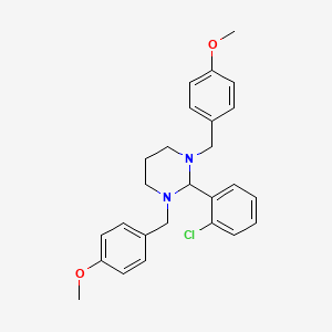 molecular formula C26H29ClN2O2 B1659947 2-(2-Chlorophenyl)-1,3-bis[(4-methoxyphenyl)methyl]-1,3-diazinane CAS No. 6958-32-3
