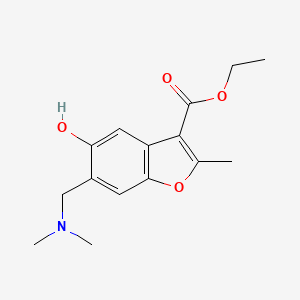 molecular formula C15H19NO4 B1659999 3-Benzofurancarboxylic acid, 6-(dimethylaminomethyl)-5-hydroxy-2-methyl-, ethyl ester CAS No. 70301-79-0
