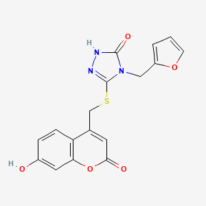 molecular formula C17H13N3O5S B1660032 4-(furan-2-ylmethyl)-3-[(7-hydroxy-2-oxochromen-4-yl)methylsulfanyl]-1H-1,2,4-triazol-5-one CAS No. 706799-30-6