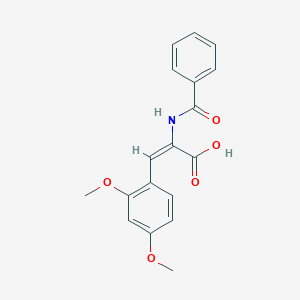 molecular formula C18H17NO5 B1660083 (E)-2-benzamido-3-(2,4-dimethoxyphenyl)prop-2-enoic acid CAS No. 7149-95-3