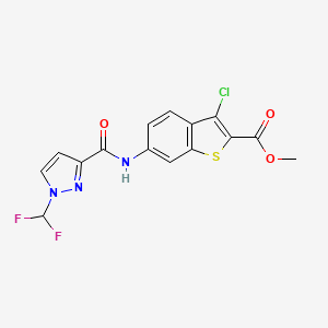 molecular formula C15H10ClF2N3O3S B1660109 Methyl 3-chloro-6-[[1-(difluoromethyl)pyrazole-3-carbonyl]amino]benzothiophene-2-carboxylate CAS No. 7169-27-9