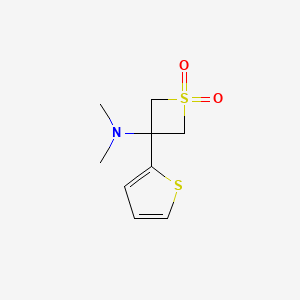 molecular formula C9H13NO2S2 B1660126 N,N-dimethyl-1,1-dioxo-3-thiophen-2-ylthietan-3-amine CAS No. 72000-09-0