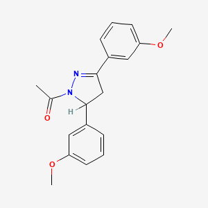 molecular formula C19H20N2O3 B1660140 1-Acetyl-3,5-bis(3-methoxyphenyl)-4,5-dihydro-1H-pyrazole CAS No. 72129-81-8