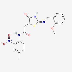 2-(2-{[(2-methoxyphenyl)methyl]imino}-4-oxo-1,3-thiazolidin-5-yl)-N-(4-methyl-2-nitrophenyl)acetamide