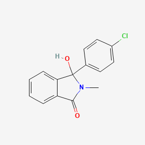 molecular formula C15H12ClNO2 B1660196 1H-Isoindol-1-one, 3-(4-chlorophenyl)-2,3-dihydro-3-hydroxy-2-methyl- CAS No. 730-70-1