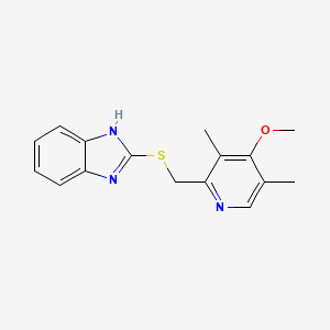 molecular formula C16H17N3OS B1660238 1H-Benzimidazole, 2-[[(4-methoxy-3,5-dimethyl-2-pyridinyl)methyl]thio]- CAS No. 73590-87-1