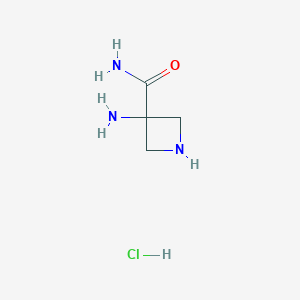 molecular formula C4H10ClN3O B1660247 3-Aminoazetidine-3-carboxamide hydrochloride CAS No. 736994-14-2