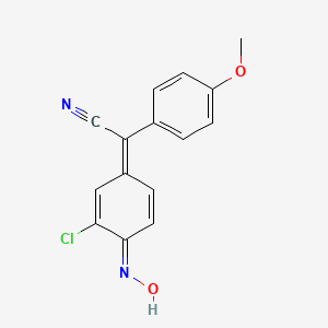 molecular formula C15H11ClN2O2 B1660259 2,5-Cyclohexadiene-delta(sup 1,alpha)acetonitrile, 3-chloro-alpha-(p-methoxyphenyl)-4-oxo-, oxime CAS No. 73806-33-4