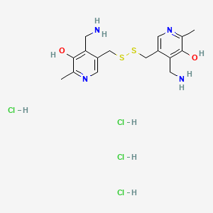 molecular formula C16H26Cl4N4O2S2 B1660264 3-Pyridinol, 5,5'-dithiodimethylenebis(4-aminomethyl-2-methyl-, tetrahydrochloride CAS No. 73840-48-9